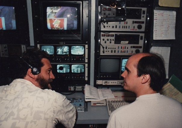 Dirk (left) and Chuck (right) in production truck.