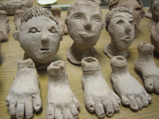 Unfired pottery by Bertha Z featured during Heartside's Color, Colors, Colors show in March 2010.