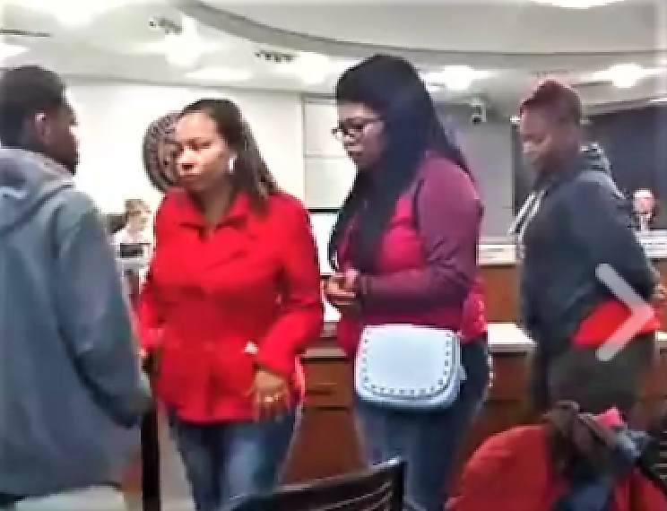 Shawndryka Moore, Jacquetta Sims, and IKeshia Quinn addressed the City Commission