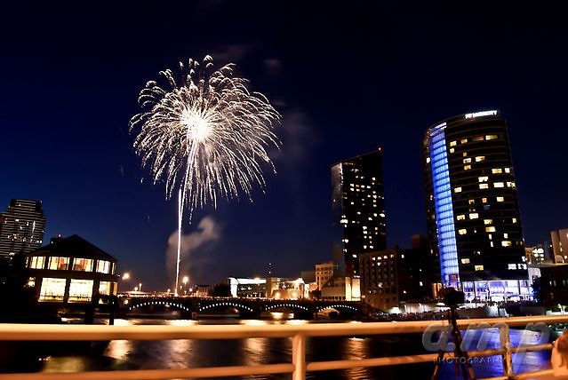 Fireworks over the Grand River