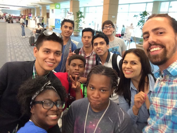 The team from Mexico arrives at airport July 7 and is welcomed by WMCAT teens and staff