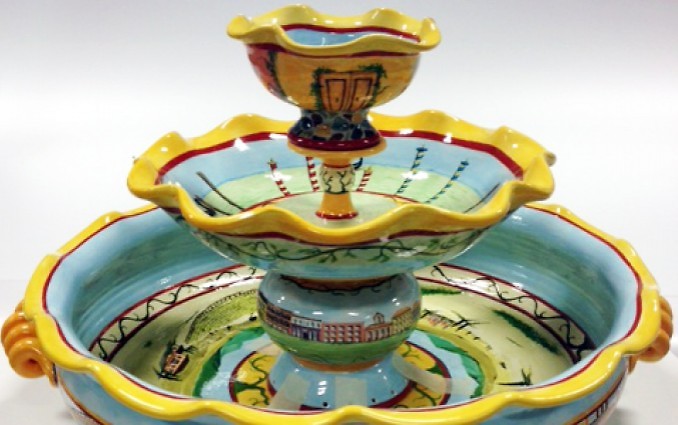 Jim Wilde, hand-painted tabletop fountain featuring scenes from Venice