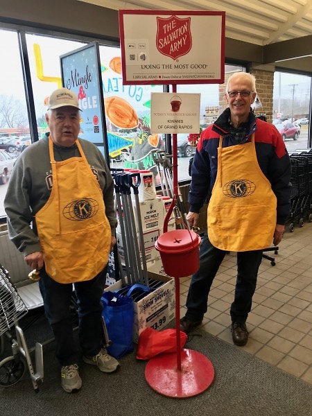 The Grand Rapids Kiwanis Club rings bells at Family Fare store on Northland Drive on Saturday
