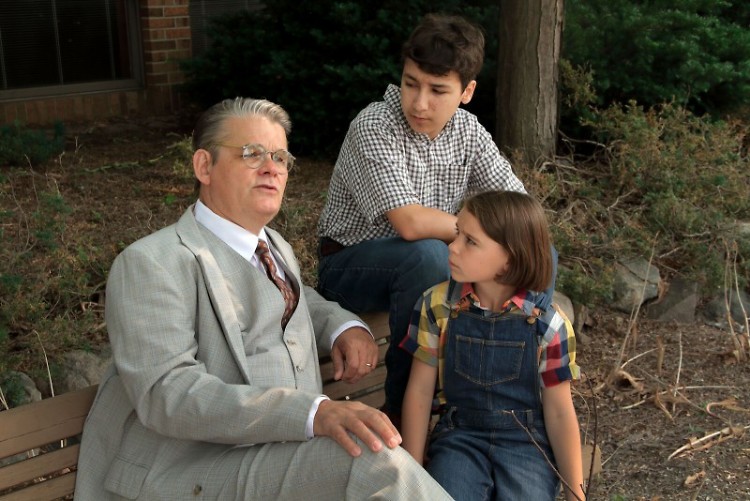 L-R Mark Kincaid (Atticus Finch), Adam Chamness (Jem), Ava Britt (Scout)