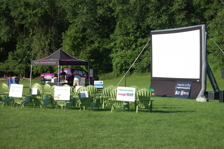 Movies in the Park's 2019 setup, during a 2020 Green Gala fundraising event.