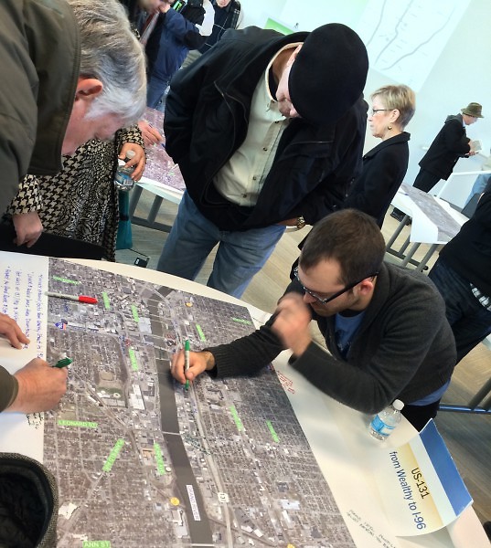Residents identifying areas of concern on Kent County highway maps