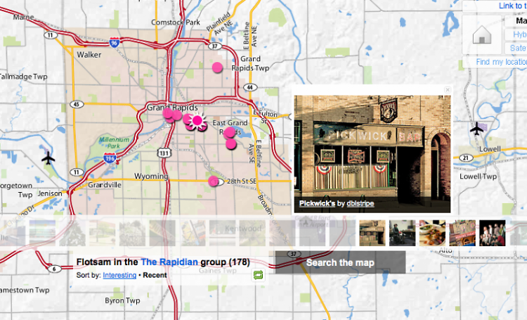A map of photos from The Rapidian Flickr Group