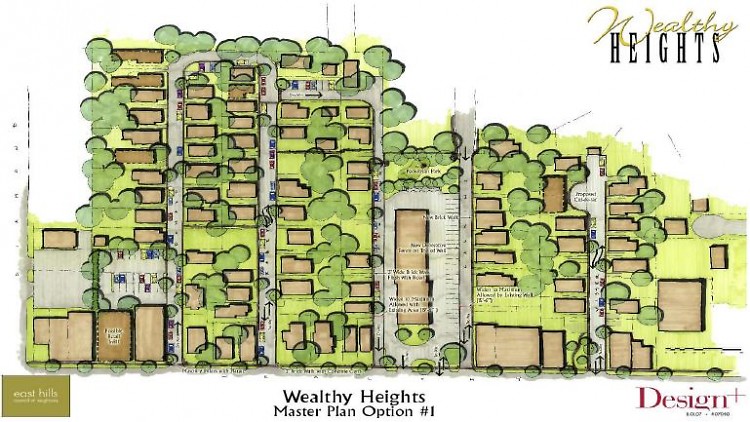Rendering of houses planned for the Wealthy Heights neighborhood.