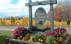 Bowers Harbor Vineyards front sign welcomes visitors