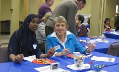 Former student Sadia Abdi and her tutor Elizabeth Gerritsen attended the event together.