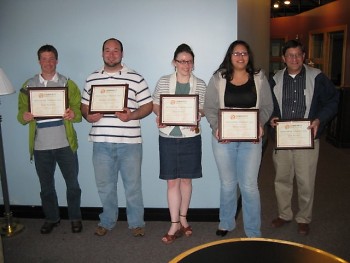 CMC Outstanding Volunteers (Nate Diedrich, Michael Tuffelmire, Beth Bremer, Maria Gomez, and Don Missad)