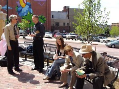 Commissioner Talen (far left) and Jay Fowler during Lunch in the Park