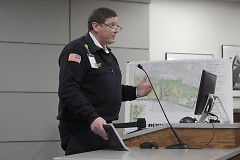 Grand Rapids Fire Chief John Lehman addresses the city commission about the up coming flooding on Tuesday February 20, 2018 