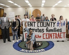 Protestors take over the Kent County Commissioners meeting