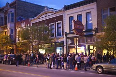 Crowds downtown on Friday night