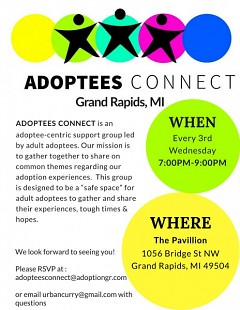 Adoptees Connect - Grand Rapids meeting flyer