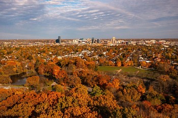 Skyline view of Grand Rapids from its west side.