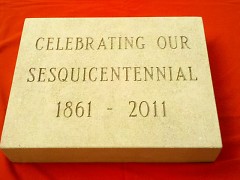 Sesquicentennial cornerstone at Westminster Presbyterian Church