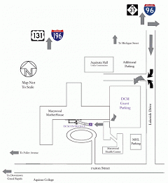 Map to Free parking at Dominican Center