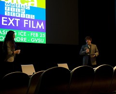 Stephanie Mabie and Nick Occhipinti hosting a Q&A session following the film.