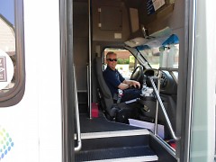 Shuttle Bus Driver Jeff Parks is one of three drivers to take visitors around tour. 