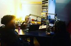 WYCE Recording Studio; Katie interviewing Lady Ace Boogie and Fable the Poet in Feb. 2016