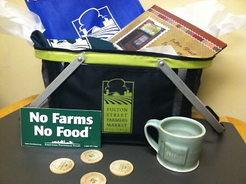 Hyperlocal Foodie: Fulton Street Farmer's Market basket includes $20 worth of market tokens, cookbook, coffee mug, and more!