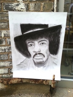 "Jimi Hendrix," original drawing by Tom Salazar