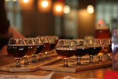 Two flights of samples at Perrin Brewing Co.