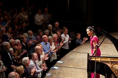 Pianist Joyce Yang acknowledges the audience in DeVos Performance Hall on Friday, Oct. 7, 2016.