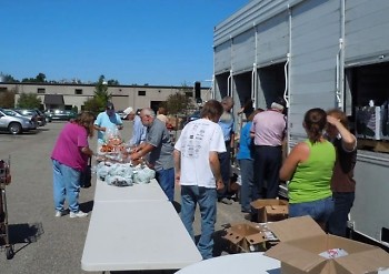 Feeding America West Michigan uses a mobile pantry as part of its effort to distribute food.