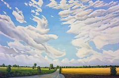Overvoorde's art bears the mark of the West Michigan landscape, as in this painting of 84th Street in Byron Center.