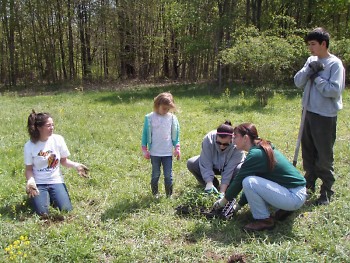 BNC Volunteers working in the field