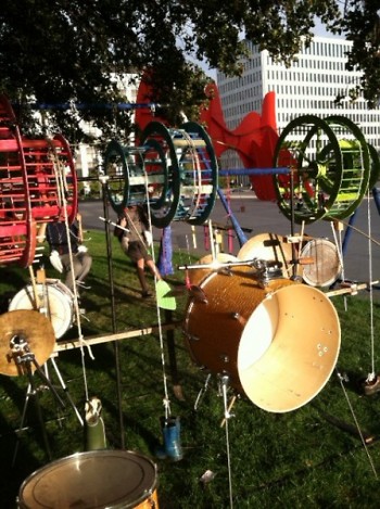 The Swing Set Drum Kit all set up at Calder Plaza!