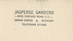 Original Jasperse Gardens business card