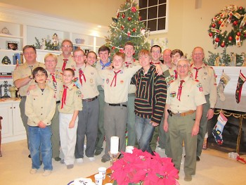 Christopher Quiroz with Troop 200 Scouts and adult leaders at reception