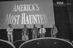 Morgan, far right, at a Q + A for "America's Most Haunted"