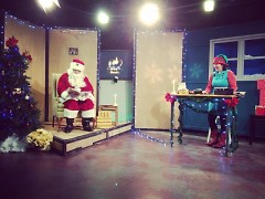 Santa Claus and Buttons the Elf in the GRTV Studio