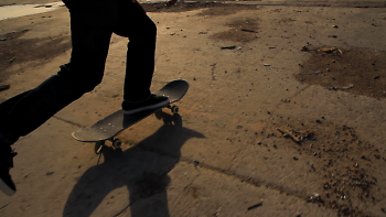 Still of a skateboarder from "Space for Rent"