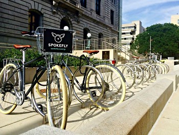 Spokefly bikes in front of Kendall