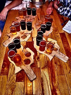 Samplers at The Mitten Brewing Company tour 