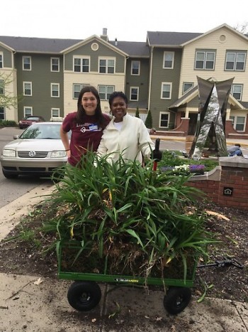 DP Volunteer Coordinator Amy Henderson and DP Property Manager Roslyn Shackelford after Property Days at Reflections Apartments.