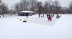 Neighbors enjoying the ice rink at Wilcox Park 