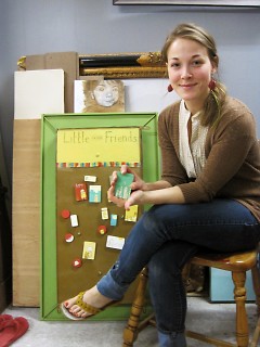 Rebecca with her magnets that she will sell at the Avenue for the Arts Market this summer. 