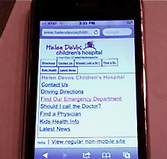 Helen DeVos Children's Hospital mobile website